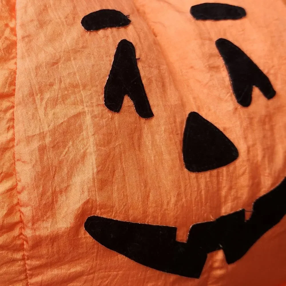 Vintage 1990s Jack-O’-Lantern Pumpkin Plush | Stuffed Halloween Pillow Decor